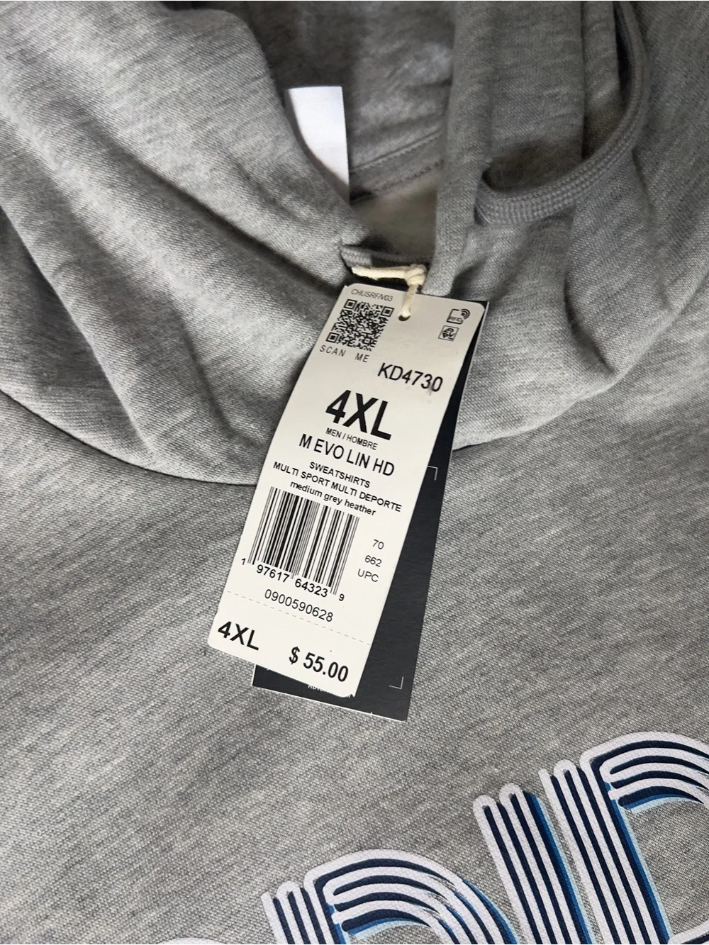 Adidas Men's‎ Fleece Active Hoodie-Size 4XL